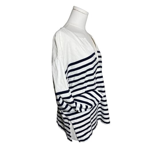 J.Crew Cotton Tunic Top Small Navy White Long Sleeve Striped‎ Nautical Breton - Picture 4 of 11
